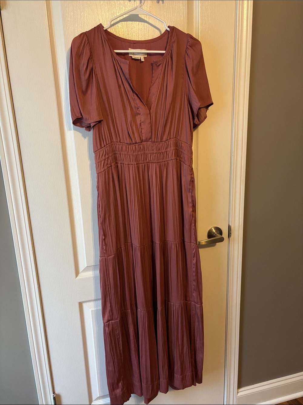 Anthropologie Dusty Rose Maxi Dress with Smocked Waist Somerset